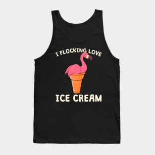 Pink Flamingo Ice Cream Cone Waffle Summer Love Tank Top